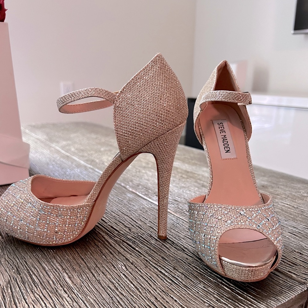 Steve Madden sparkley open toe heels, size 7